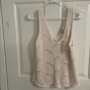 Blue Rain Cream Knit Tank Top